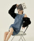 Detachable Sleeve Denim Mini Dress